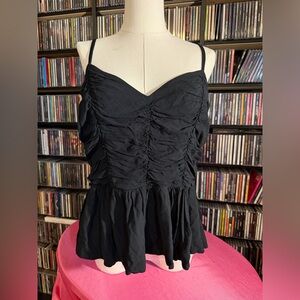 Express Black Ruched Cottagecore edgy Camisole Top Size L